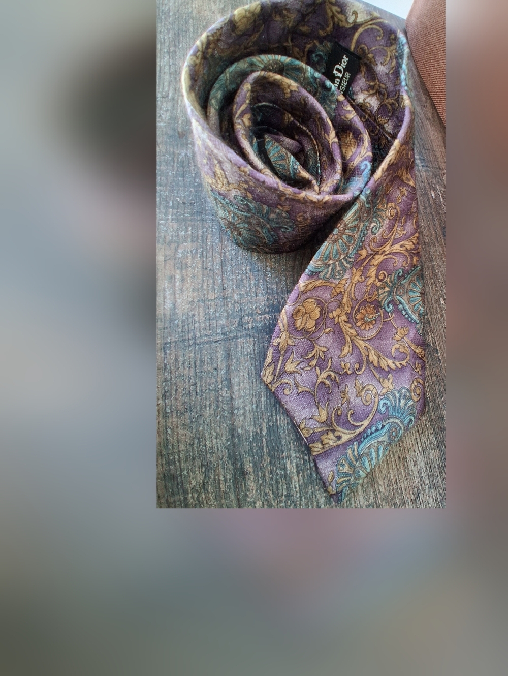 Christian Dior Silk Tie/ Vintage/ Purple and Teal Paisley - Picture 2 of 9